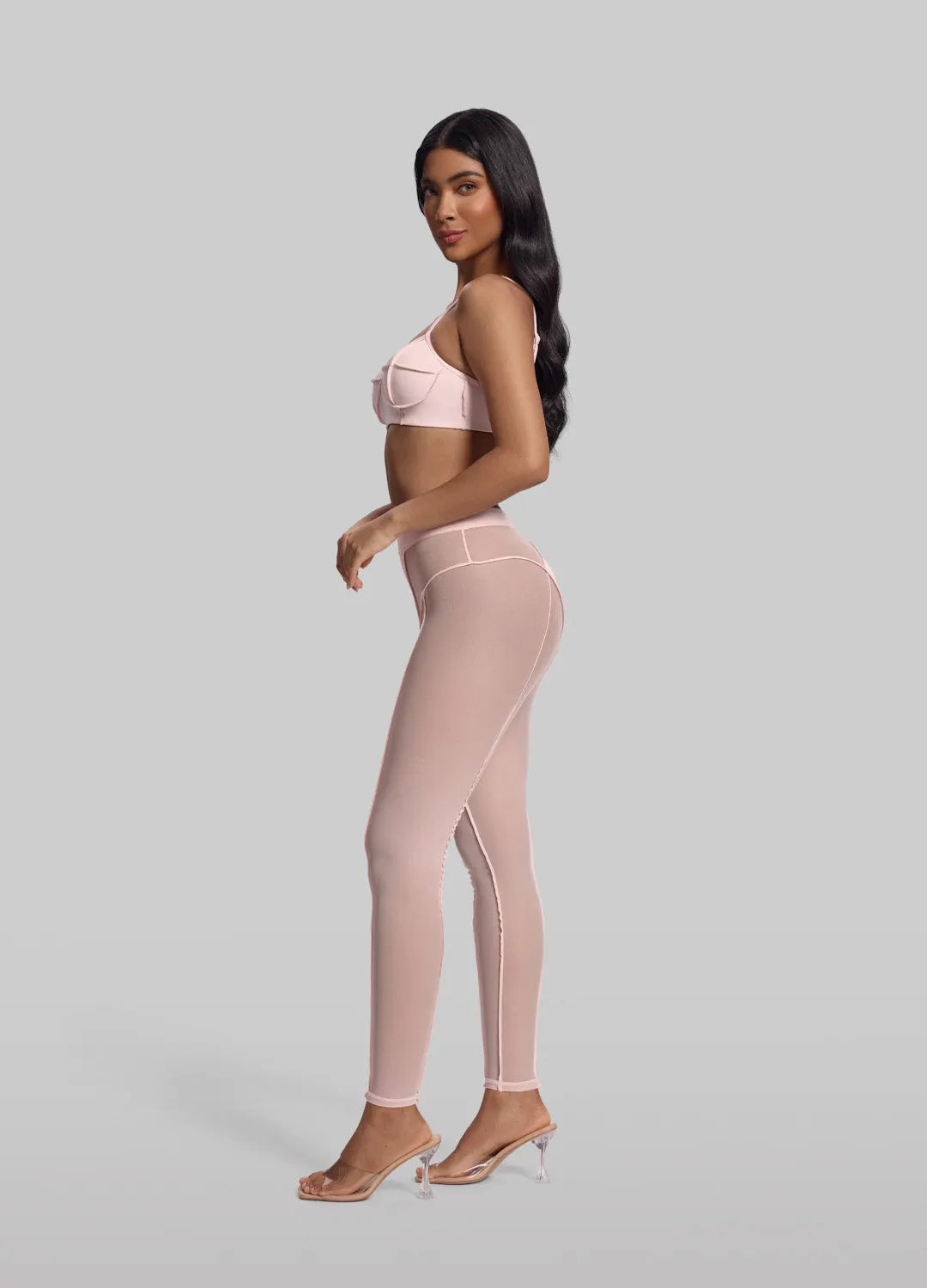 Chic Sheer-Detail High-Waisted Leggings