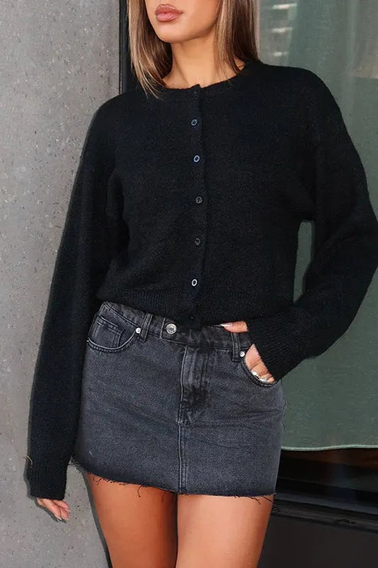 Cropped Long Sleeve Cardigan