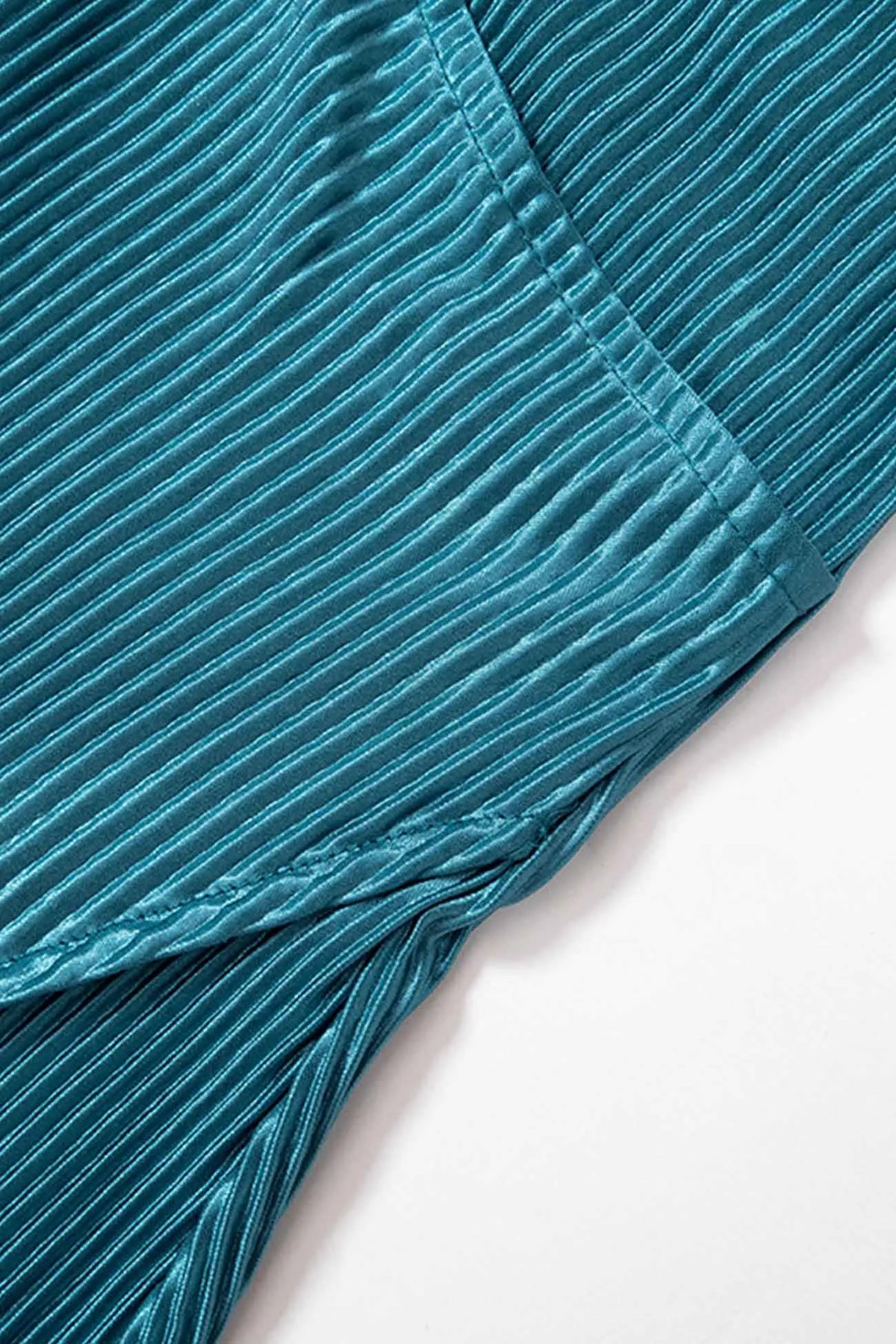 Pleated Lapel Mini Dress with Low Cut