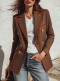 Retro Color-blocked Double-breasted Blazer