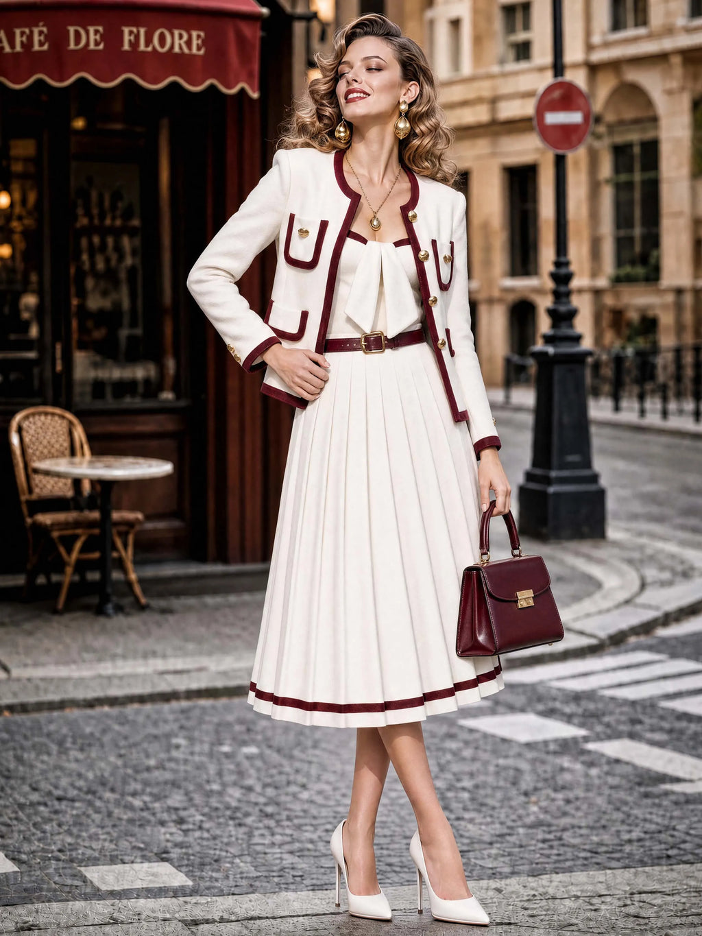 Vintage Square Neck Midi Dress