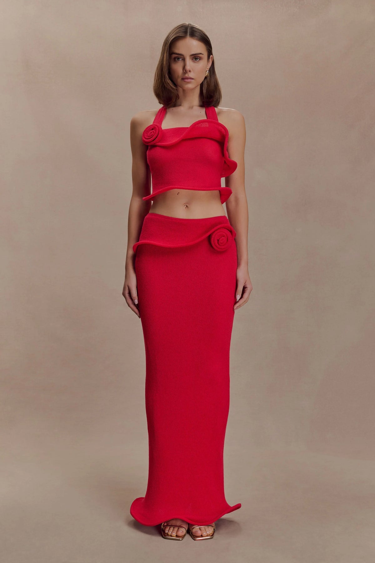 Samira Halter Knit Twist Top