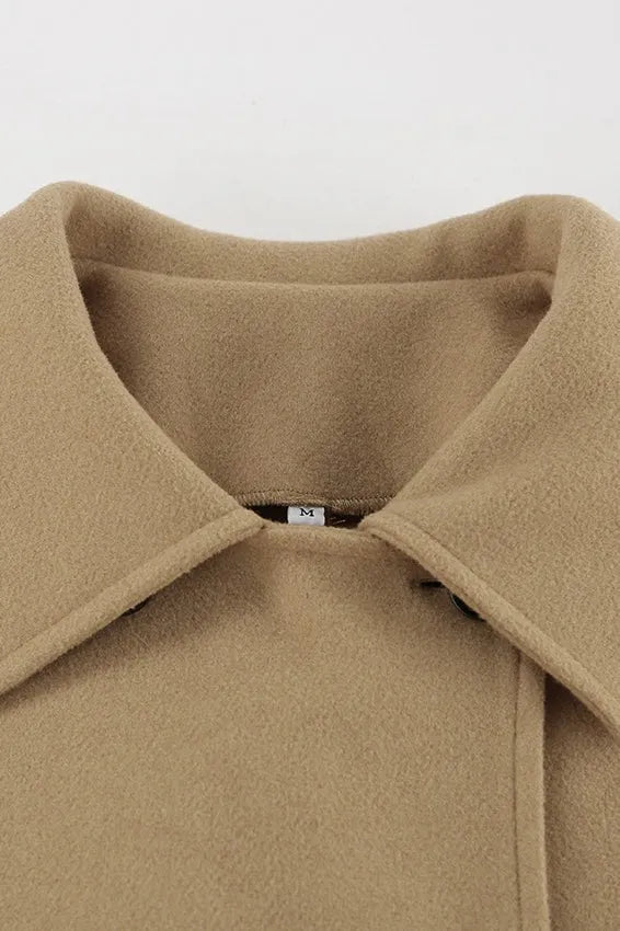 Batwing Sleeve Wool Blend Coat