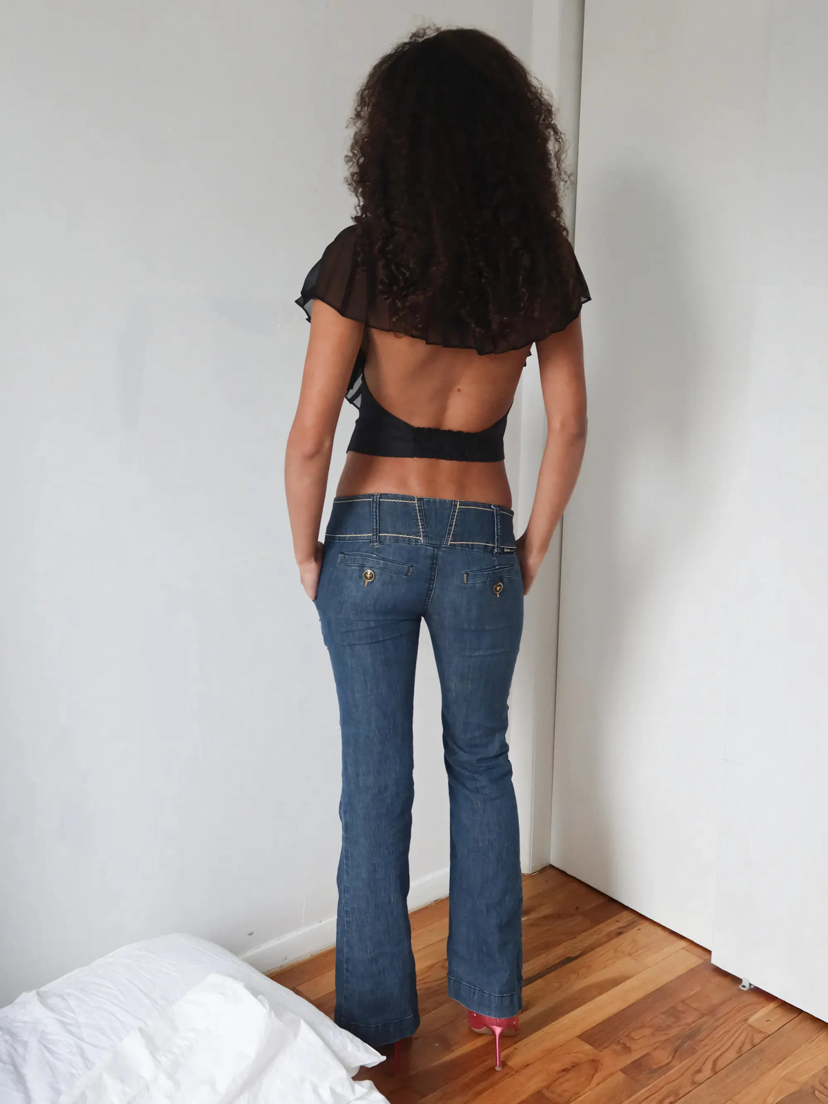 Midnight Ruffle Tie Top
