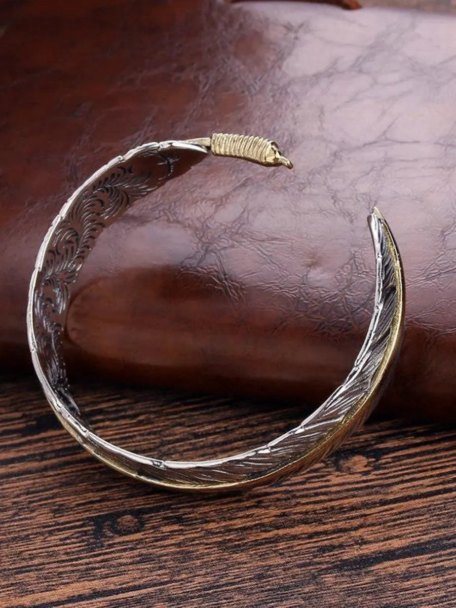 Vintage Western Feather Cuff Bracelet