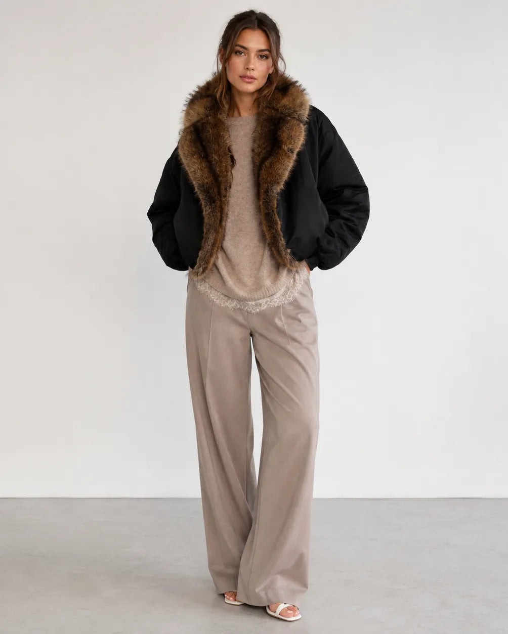FUR COLLAR BOMBER JACKET