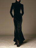 Women's High Neck Velvet Mermaid Gown For Formal Party MDZ0312I8LYL