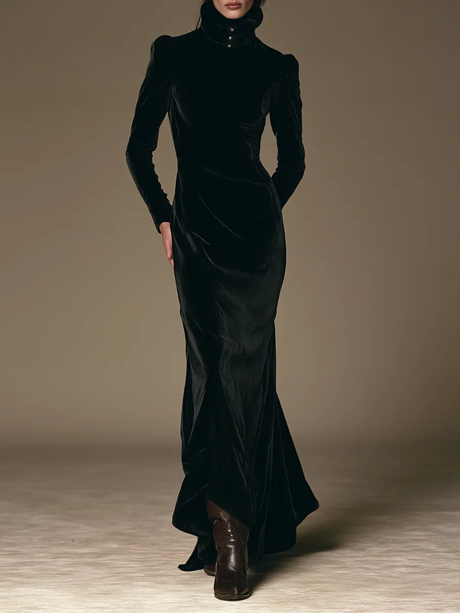 Women's High Neck Velvet Mermaid Gown For Formal Party MDZ0312I8LYL