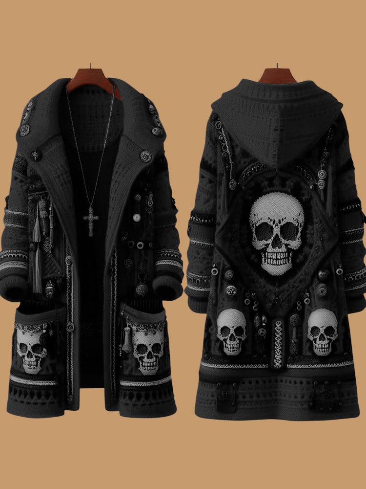 Women's  Mariachi Day Of The Dead Skull Pattern Cardigan Sweater