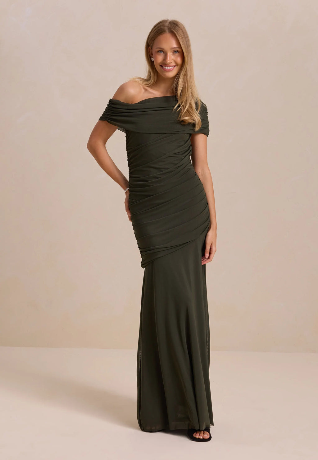 Off Shoulder Mesh Gown