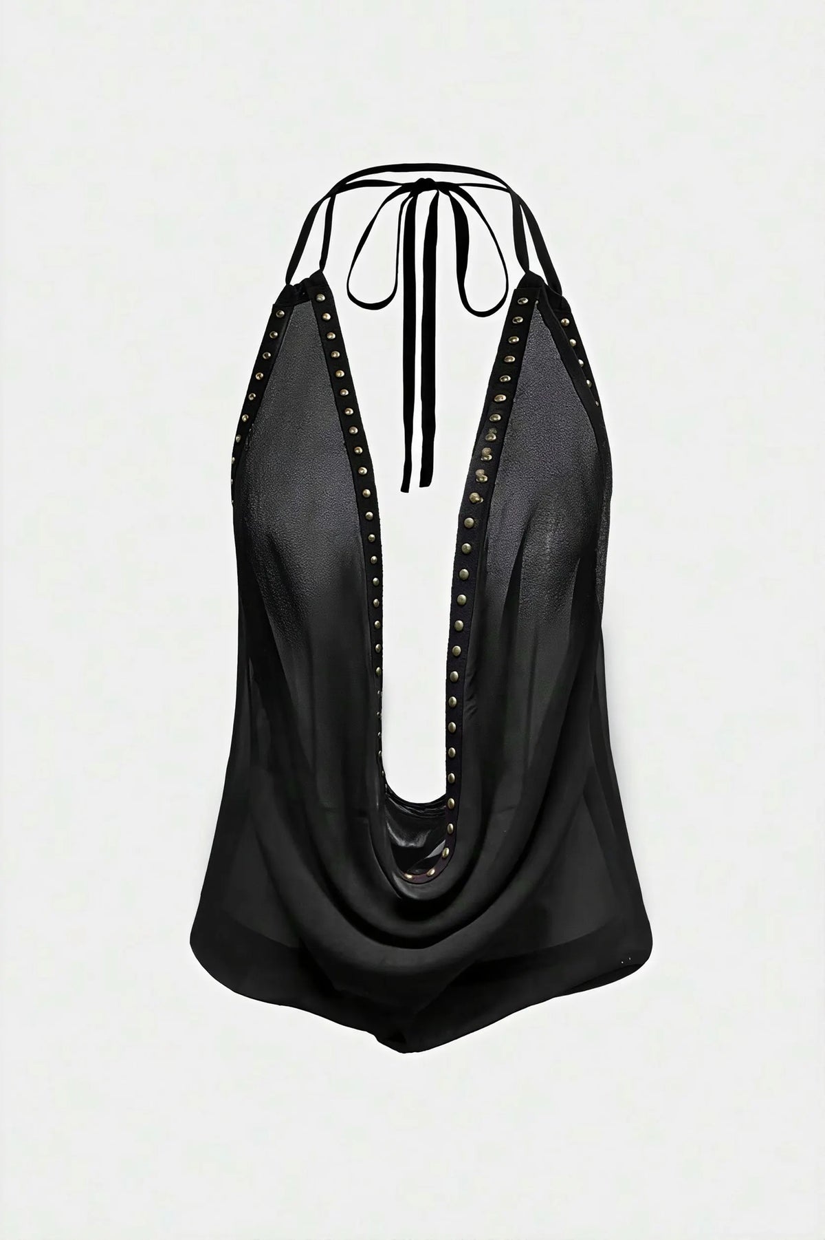Halter Deep V Backless Rivet Fitted Tank Top