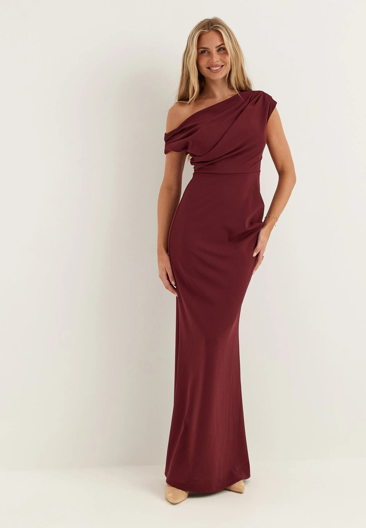Asymmetric Draped Maxi Dress