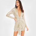 KittenAlarm - Ladies deep V neck Sequin Party Dress Female Nightclub Midi Dresses