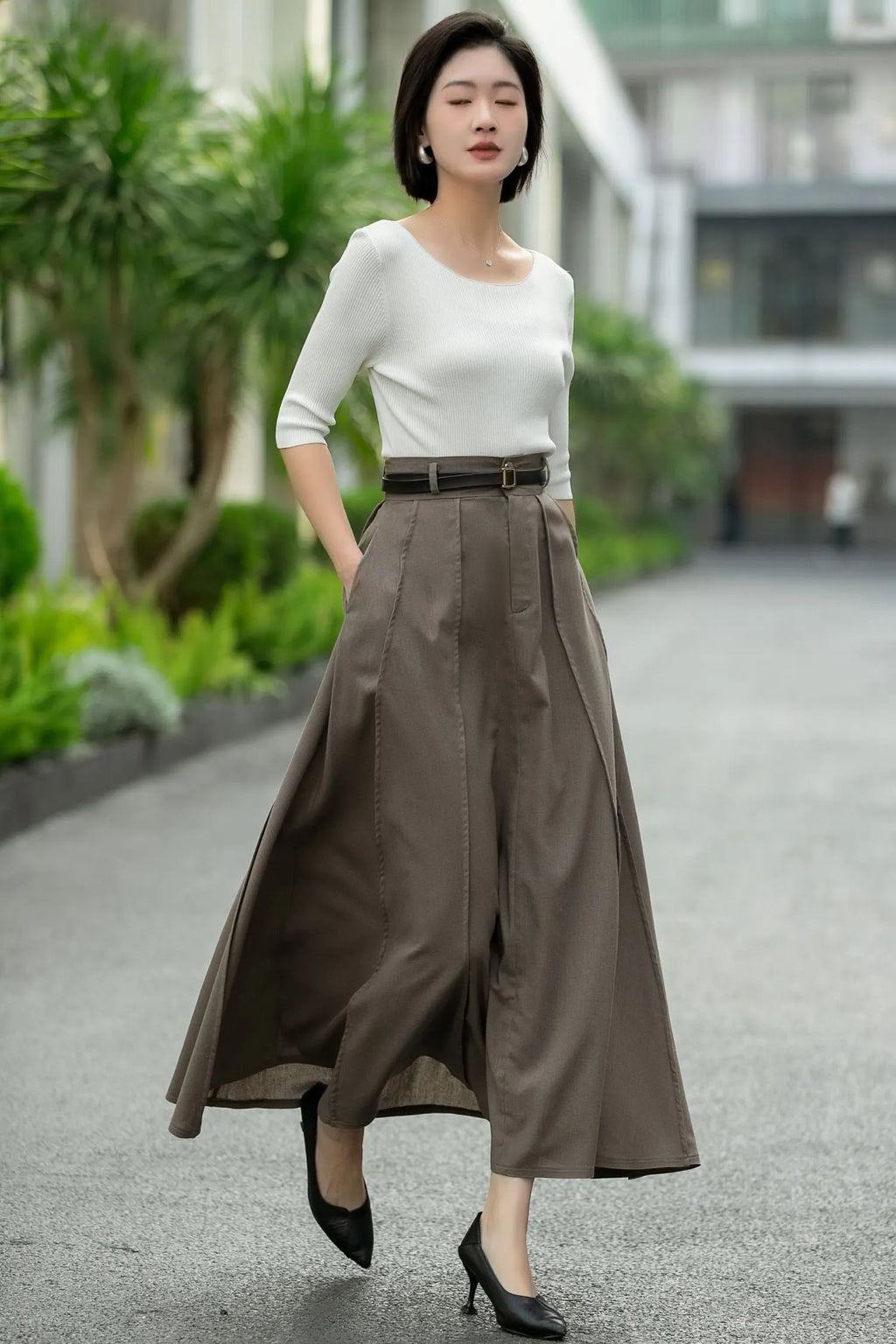 Brown Linen Maxi Skirt – High Waist A-Line Long Linen Skirt 6664 -size XS #CK2600014