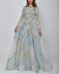 Women's Round Neck Long Sleeve Sequined Evening Dress