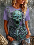 Women's Halloween Optical Illusion Zombies 3d Short Sleeve T-shirt