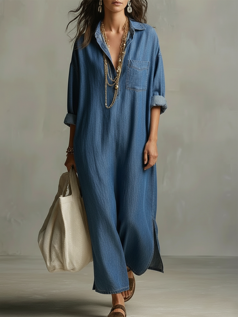 Chic Dress in denim, Unbeatable Price