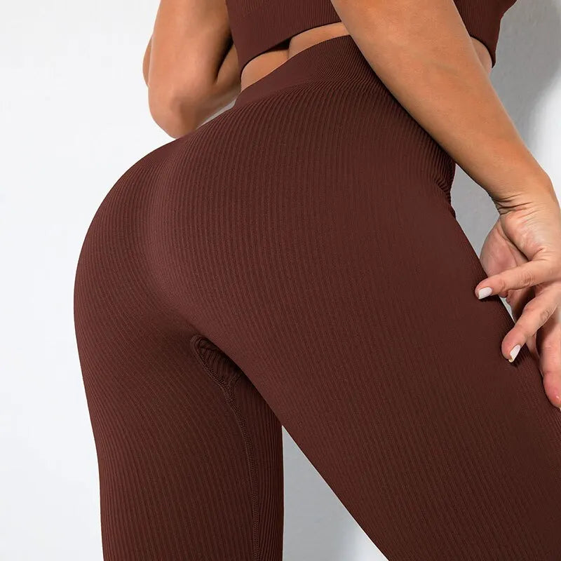 KittenAlarm - Mojoyce Seamless Yoga Pants Sport Leggings Women Ribbed High Waist Fitness Tights Push Up Gym Workout Runn