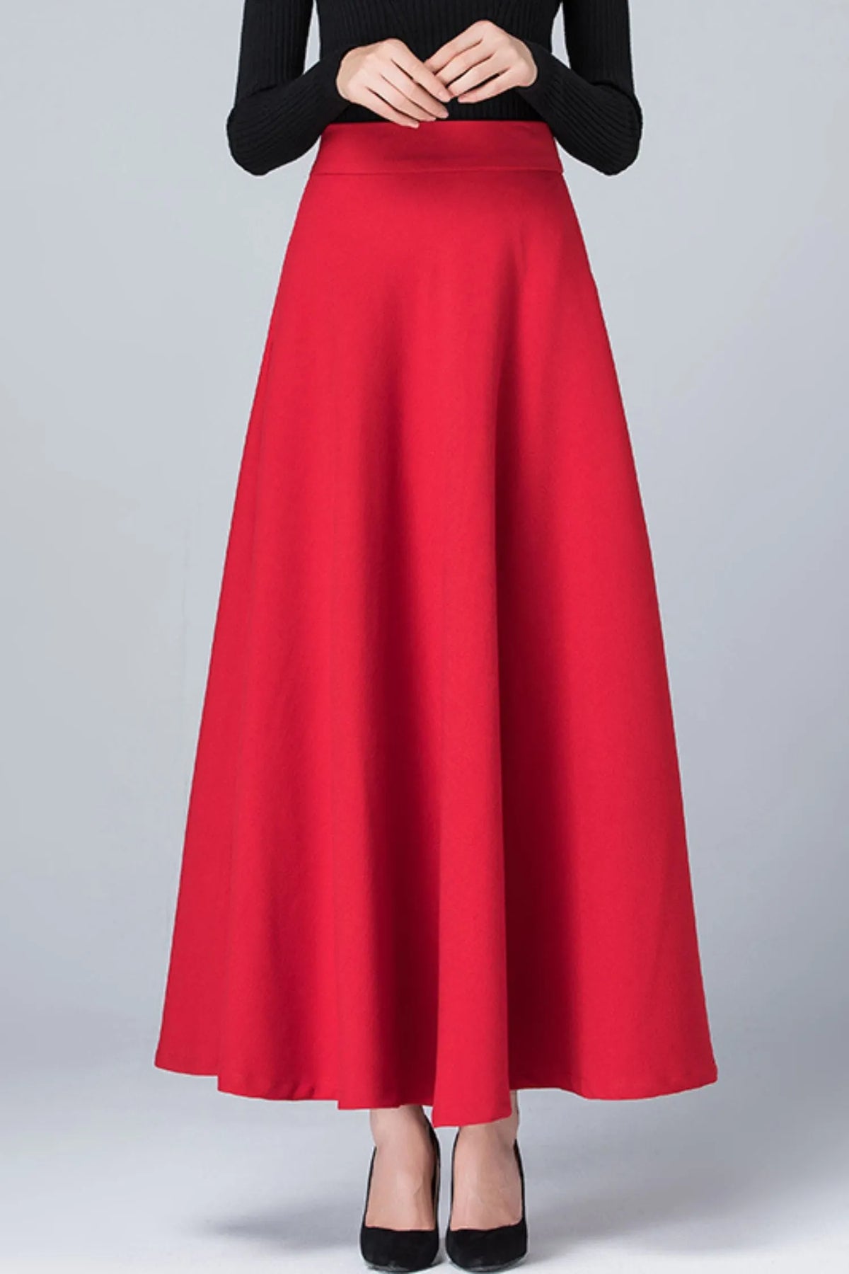 High waist long autumn skirt women 6197