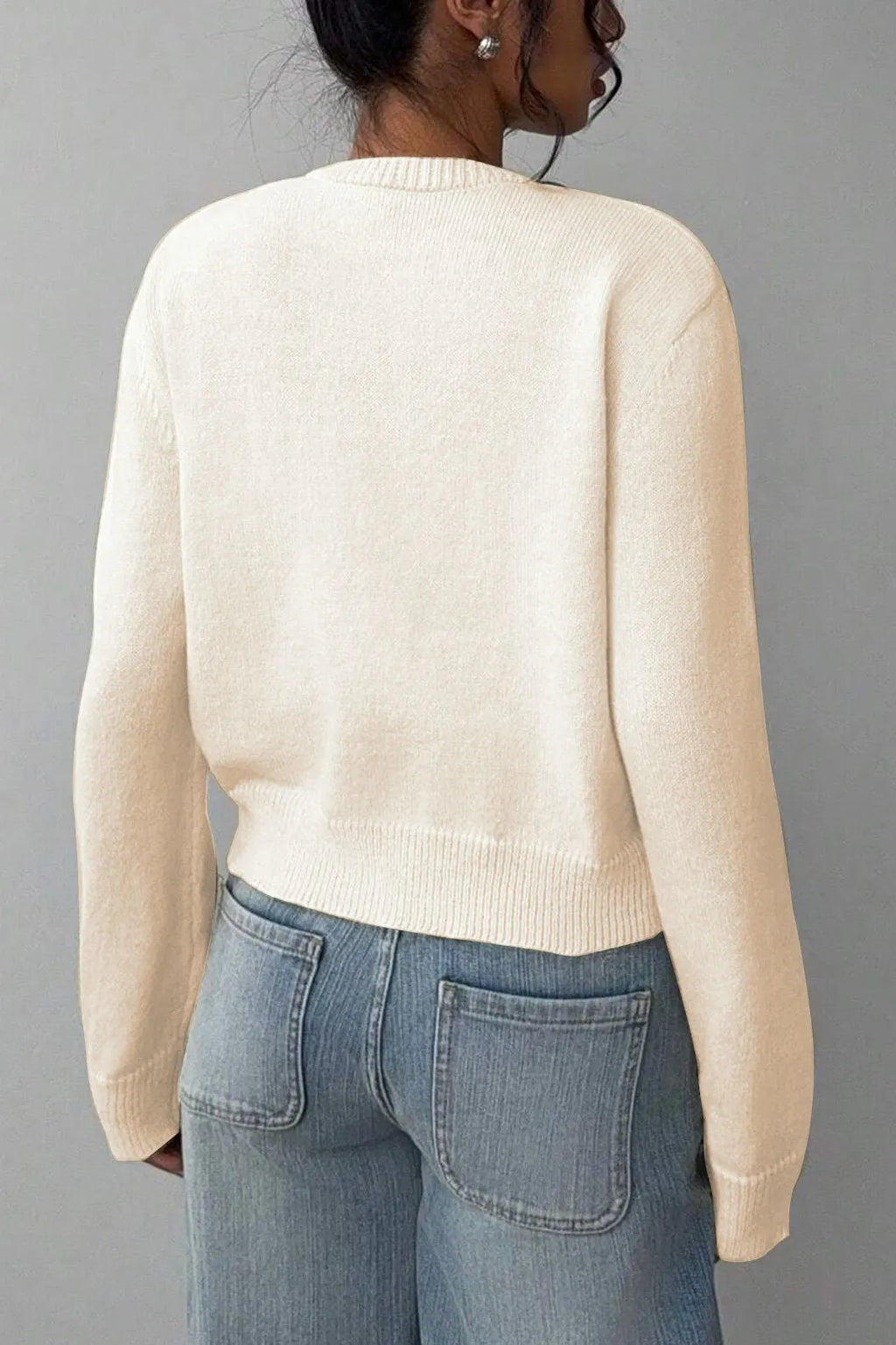 Lightweight Round Neck Button Cardigan