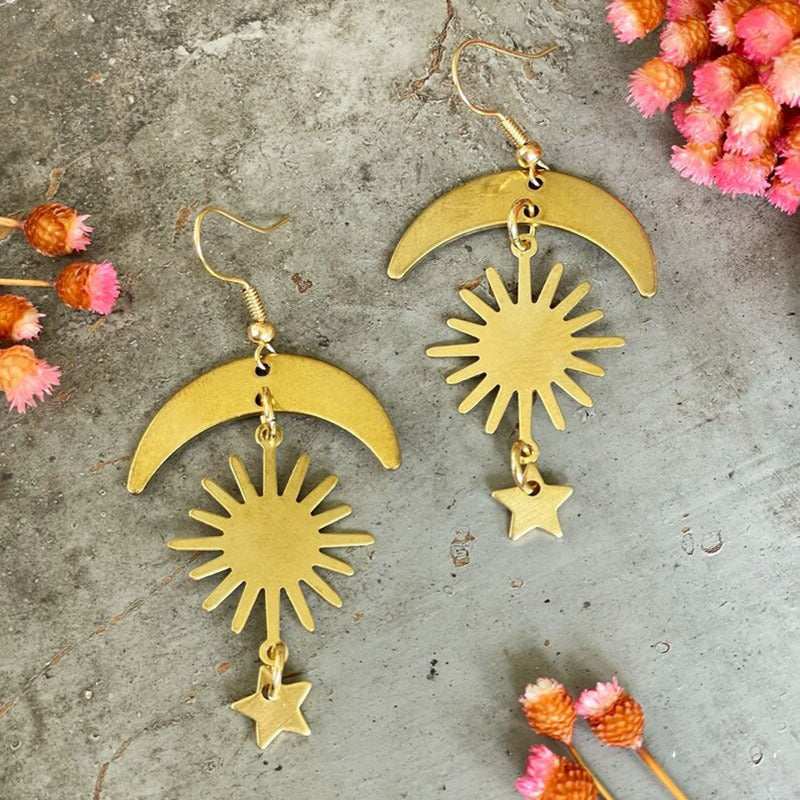 Sun Moon Star Earrings