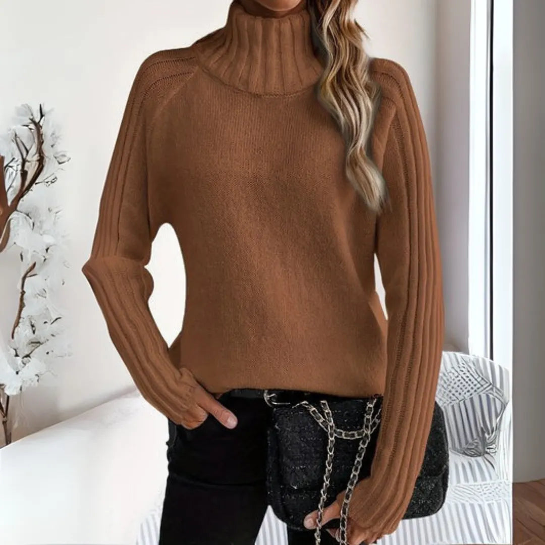 LILLIAN – RIBBED TURTLENECK KNIT SWEATER