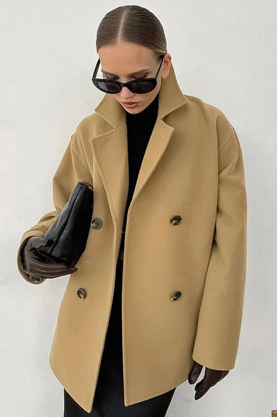 Loose Wool Lapel Coat