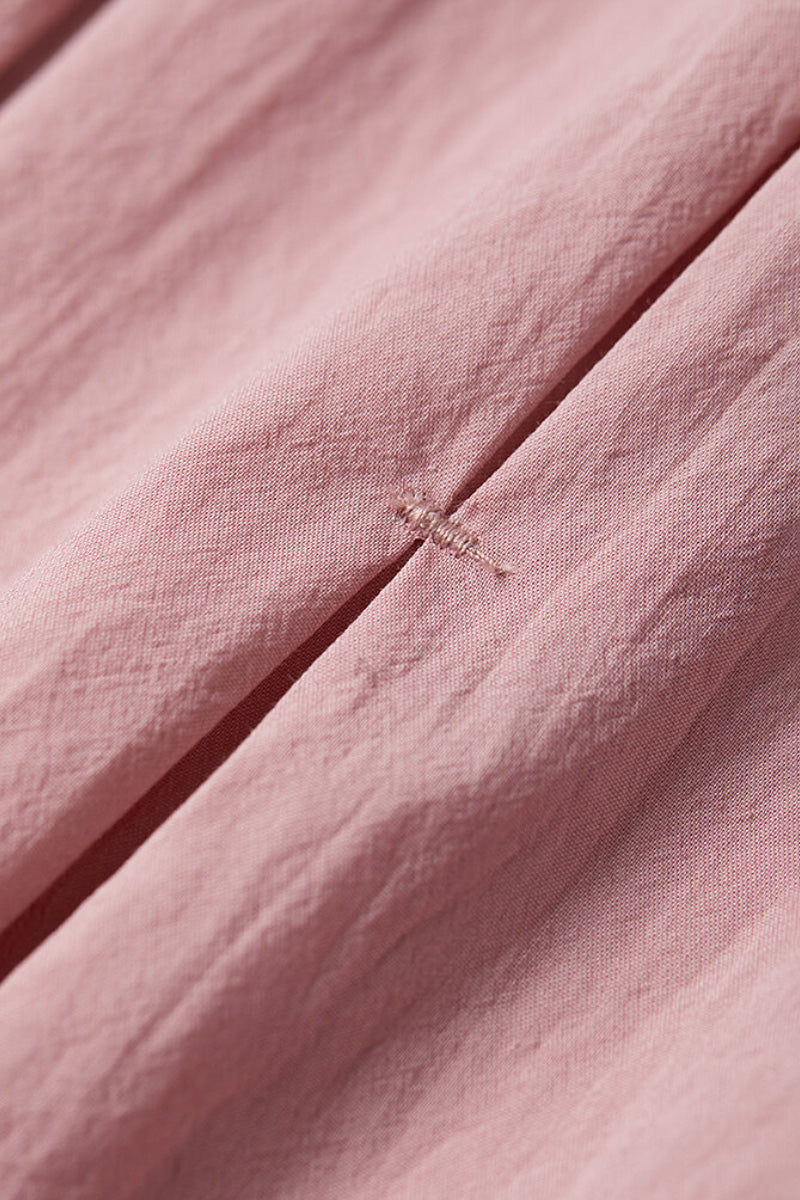 Causal Summer Pleat Textured Light Pink Midi Tank Dress