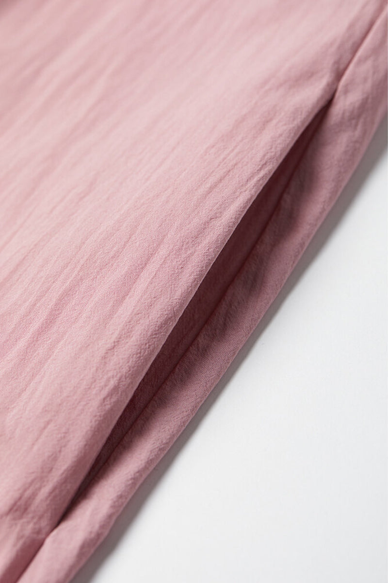 Causal Summer Pleat Textured Light Pink Midi Tank Dress