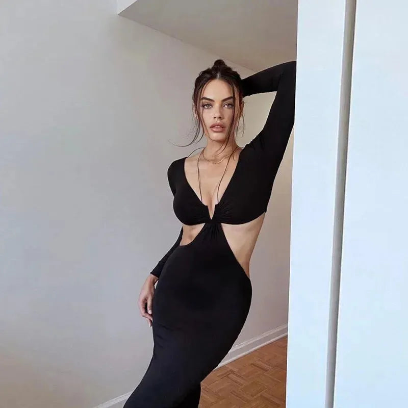 Halter Cut Out Fashion Outfits Maxi Dress