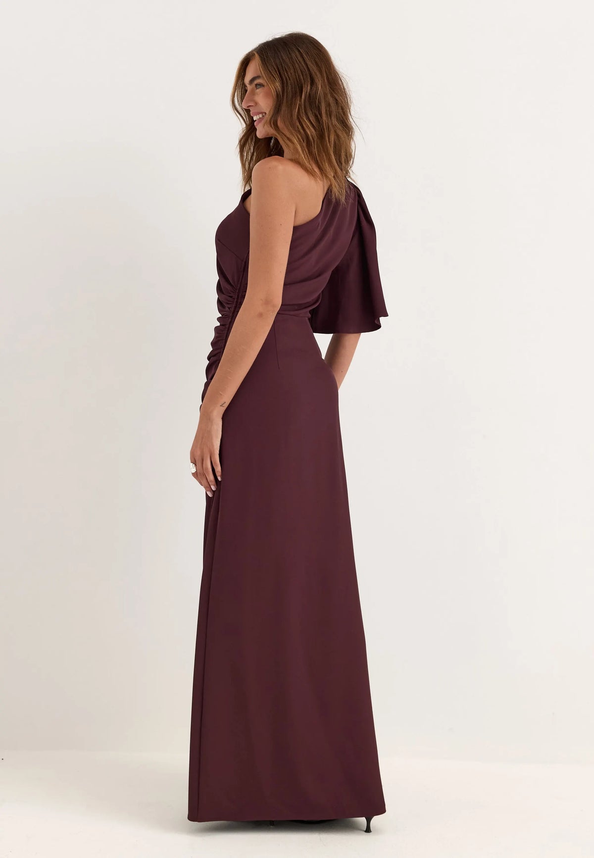 Ruched One Shoulder Gown
