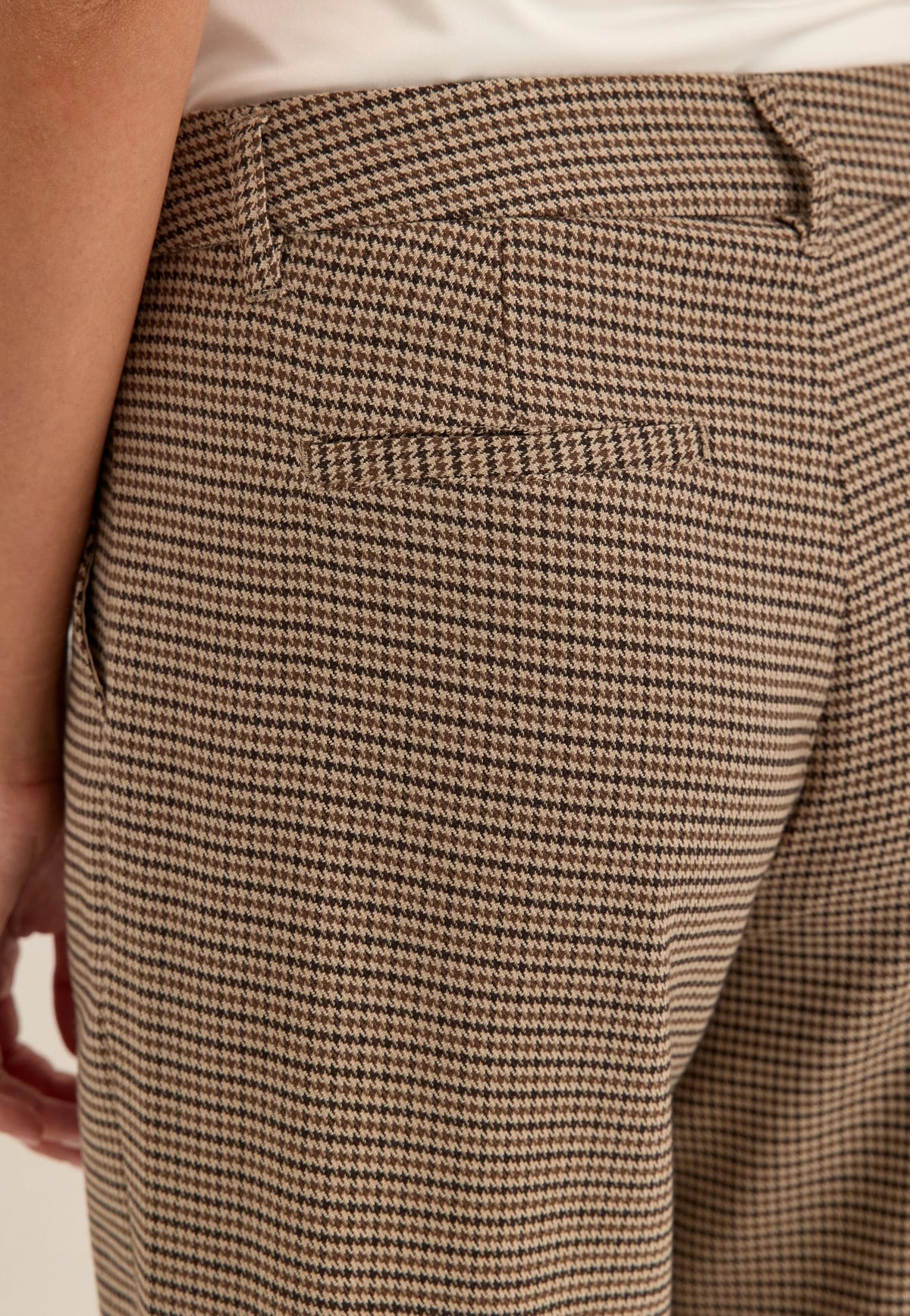 Check Mid Waist Wide Trousers