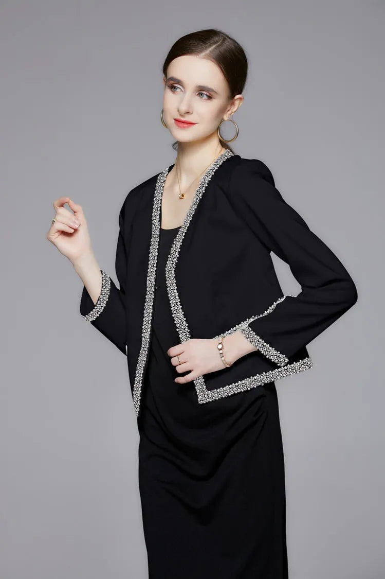 Beaded Open Front Short Coat