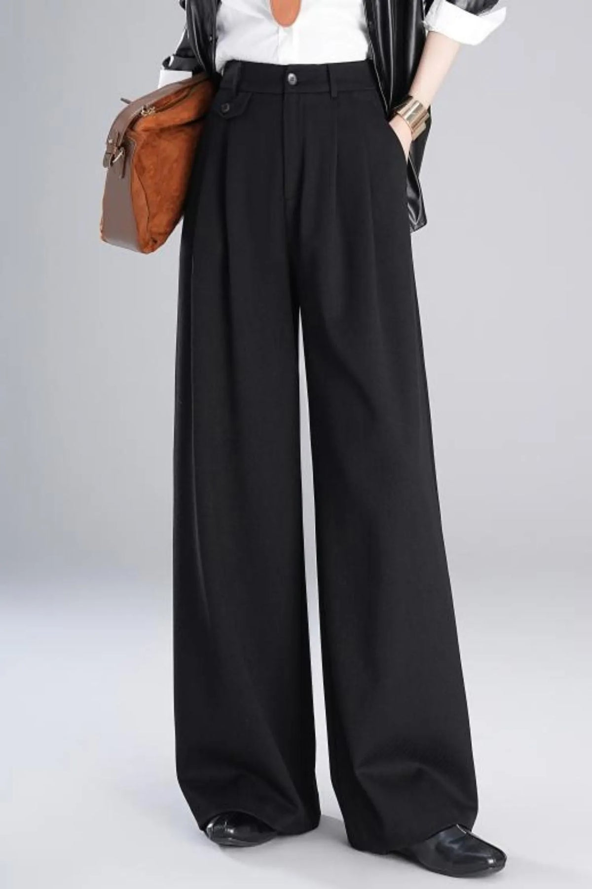 Wide leg autumn gray pants 6226