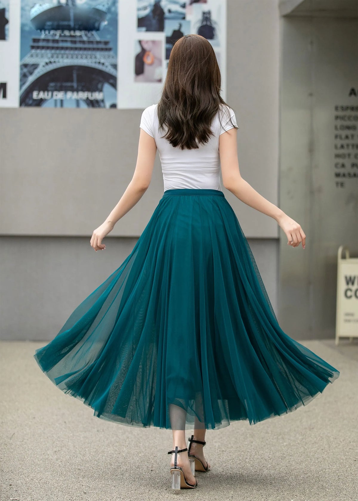 Boho Chiffon Midi Skirt, Elastic Waist Circle Skirt 