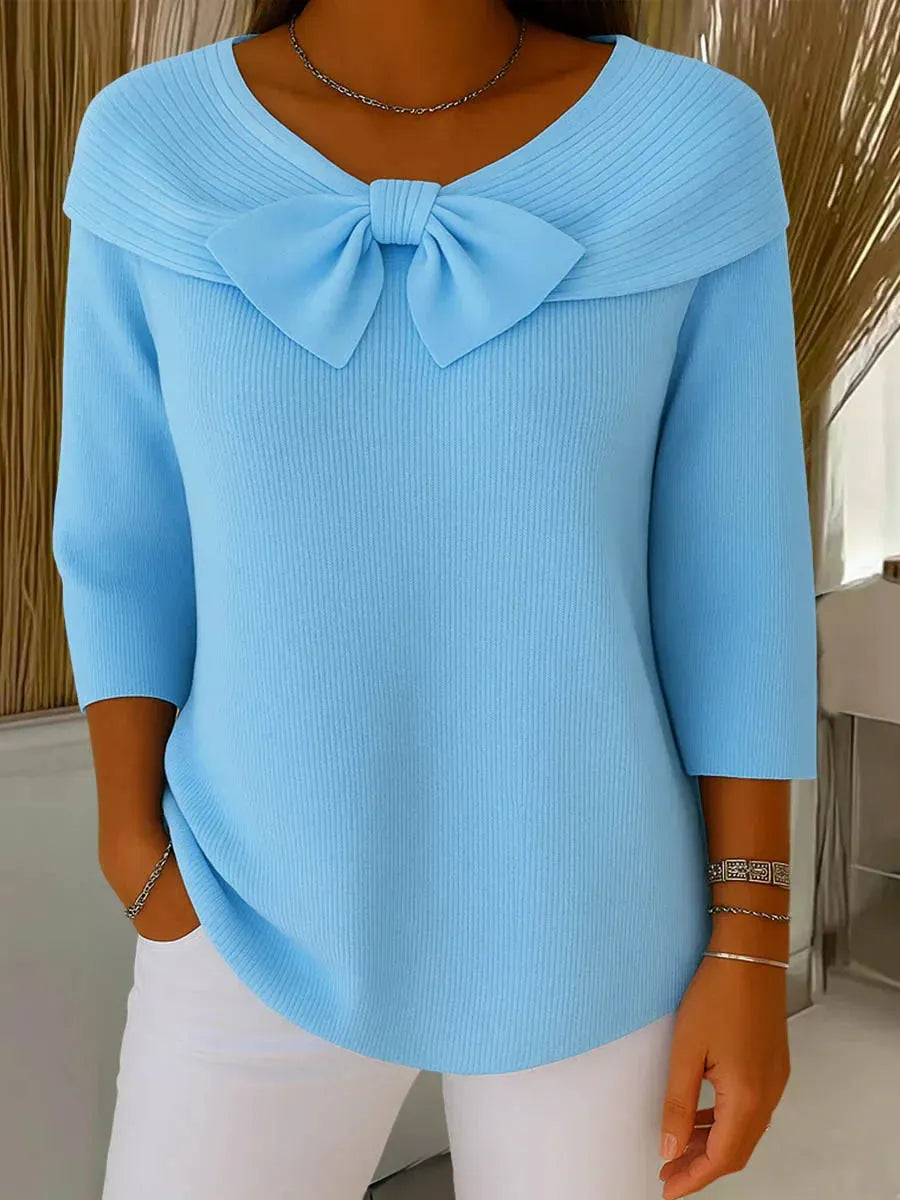 Madeline - Sweet Bow Collar Knit Top