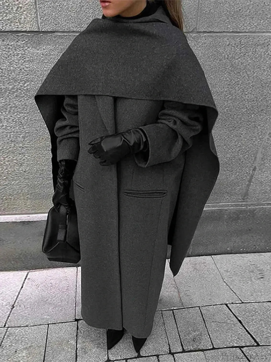 Long Double-Breasted Coat with Classic Lapel Collar