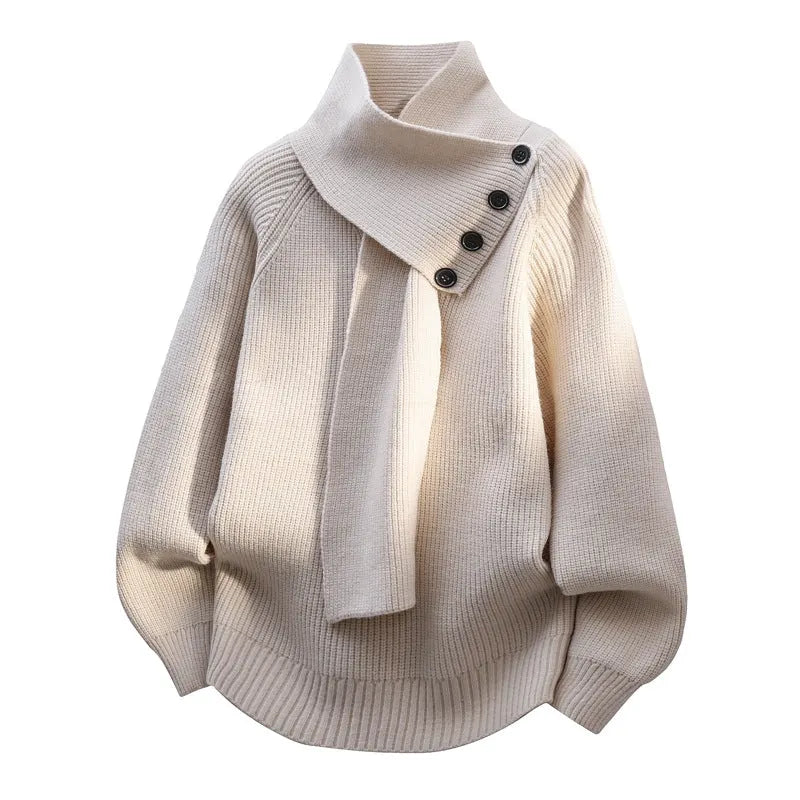 Elara™ | Soft Button-Detail Knit Sweater