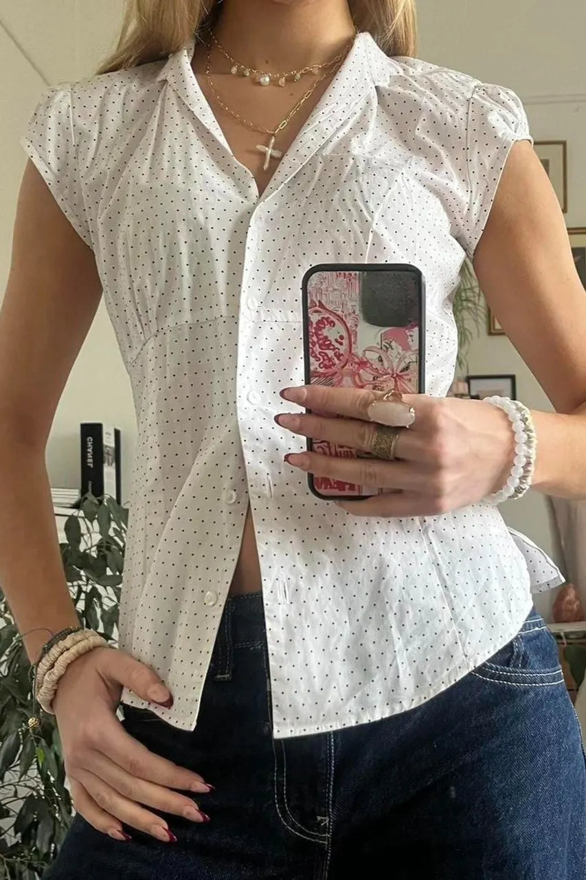Versatile Red White Plaid Blouse
