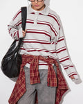 Relaxed Collared Striped Long Sleeve Blouse