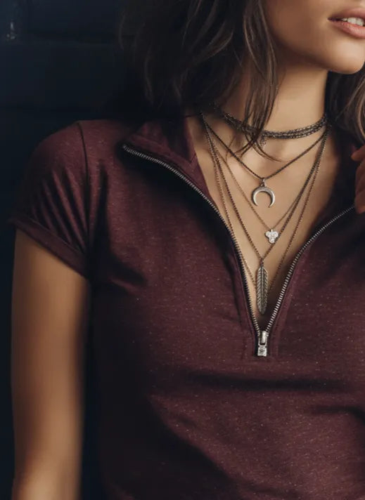 Classic Zip-Neck Snow-Wash Knit Top