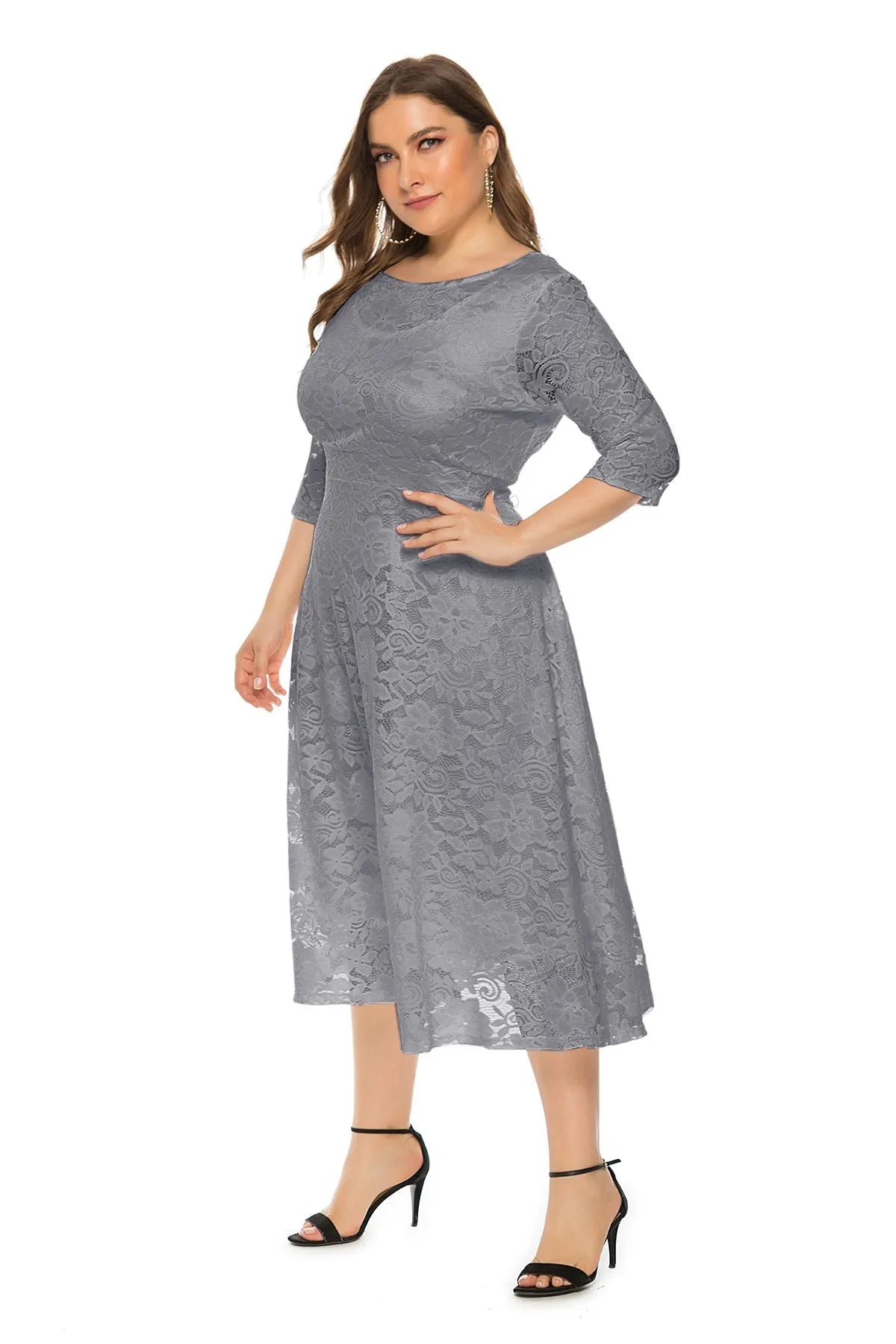 KittenAlarm - Plus Lace Overlay Party Dress