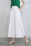 Women’s Linen Palazzo Pants – Casual Wide Leg Pants with Pockets, Plus Size 3524