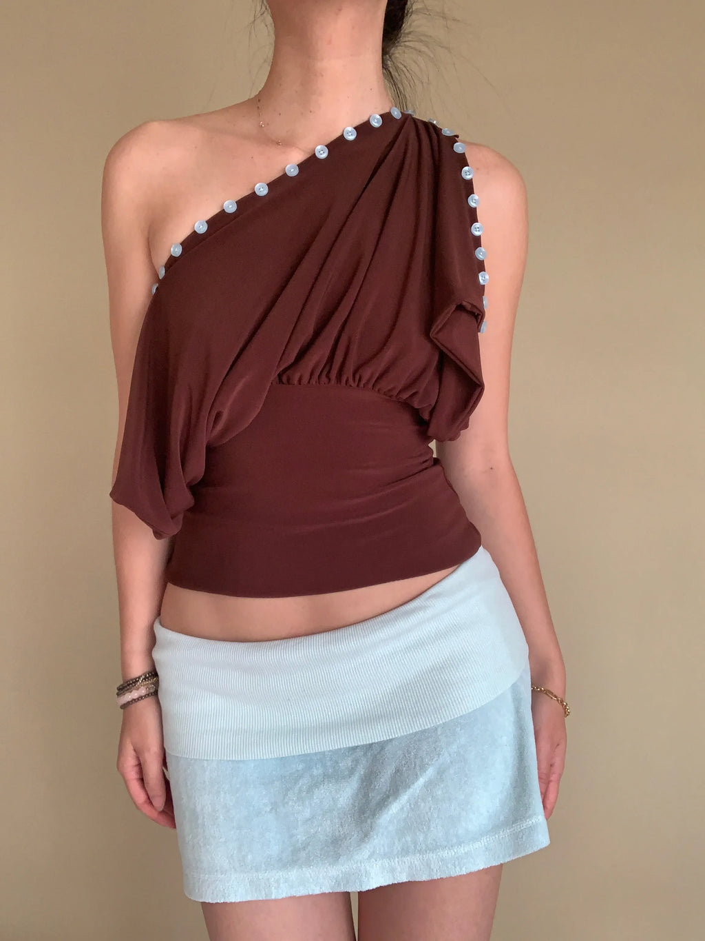 Cai Button Top - Espresso