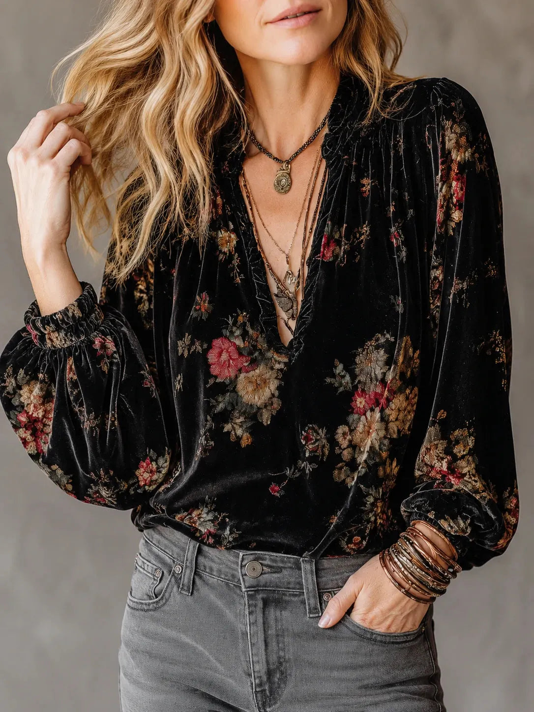 Vintage Blouse in velvet, Smart Price