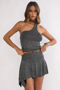 Vespera Mini Skirt Silver Black