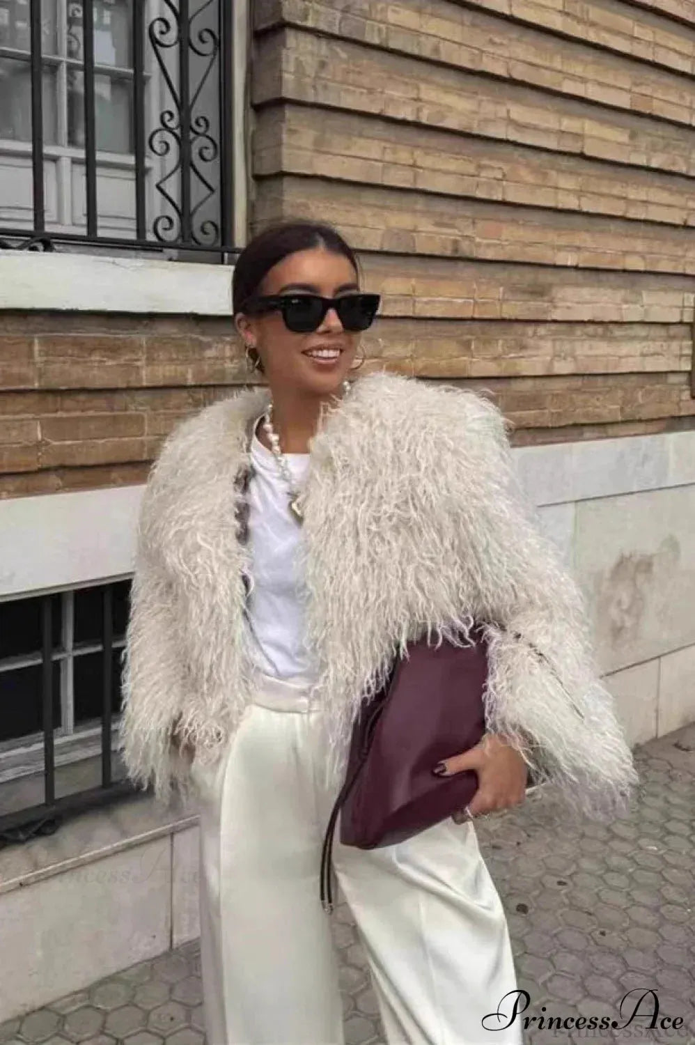Faux Fur Short Warm Long-Sleeve Street Coat