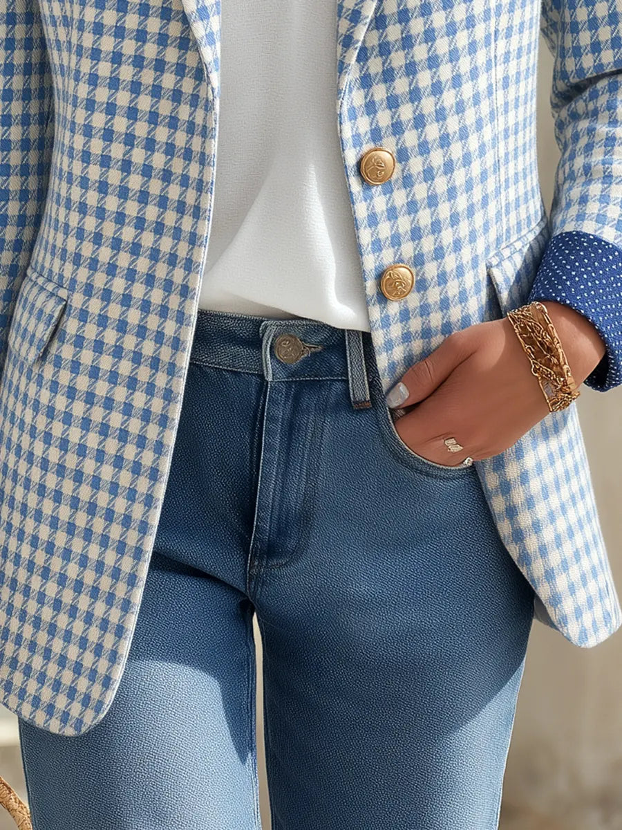 Resort-style Patterned V-neck Blazer