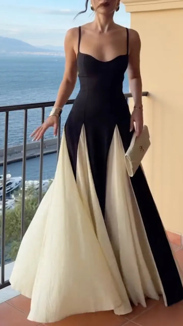 Two‐Tone Spaghetti Strap Gown