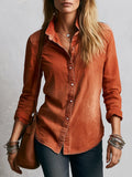 Rust Soft Cotton Relaxed Wash Button Down Shirt